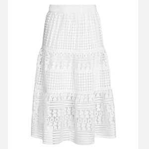 Diane Von Furstenberg White Tiana Lace Skirt